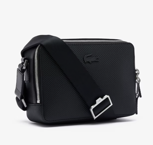 AUTHENTIC/ORIGINAL Lac0st Unisex Small Chantaco Leather Reporter Bag Black