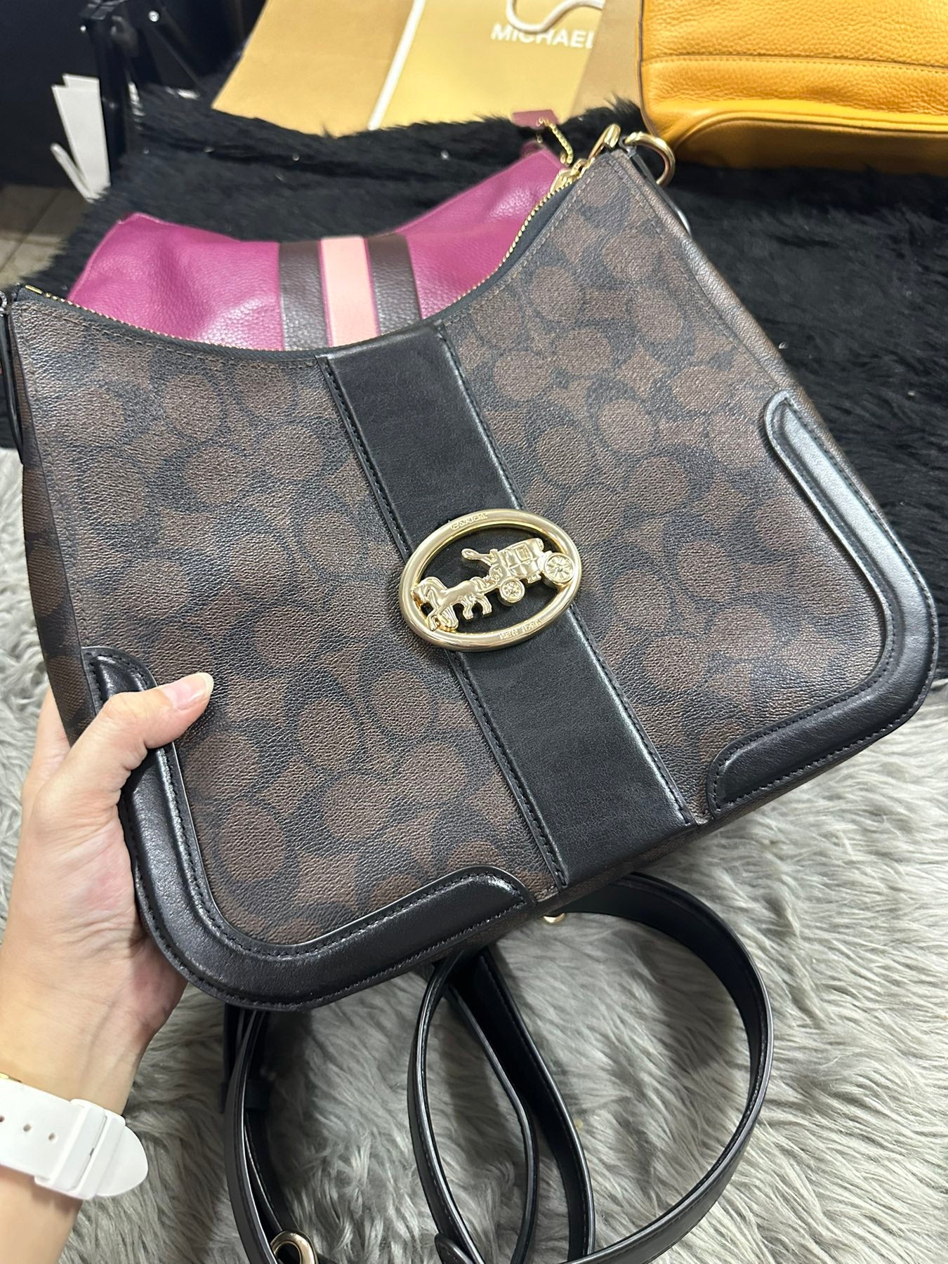 AUTHENTIC/ORIGINAL Preloved Coach Georgie Hobo Bag In Signature Canvas Brown