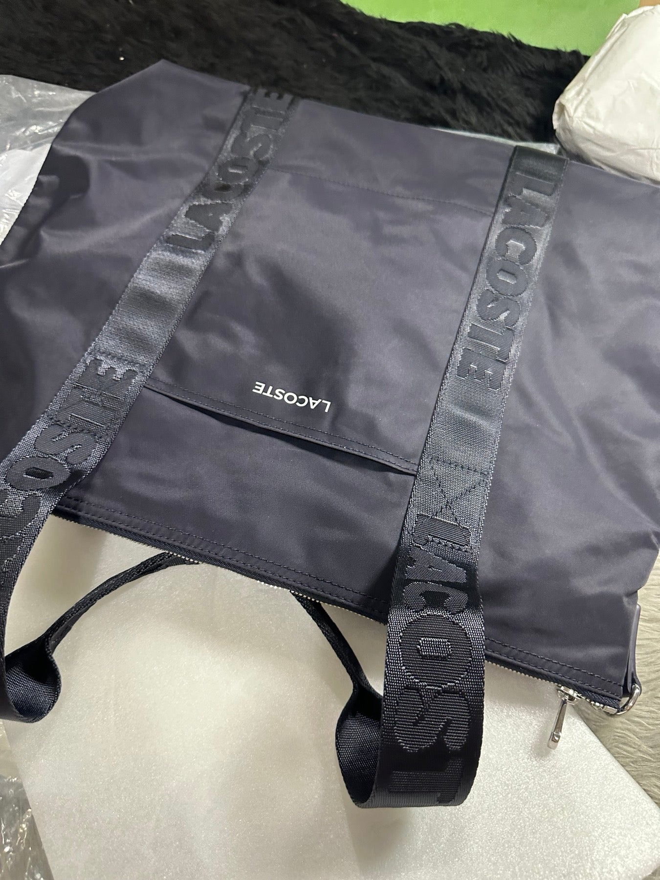 AUTHENTIC/ORIGINAL Lac0ste Active Nylon Tote Large Bag Black