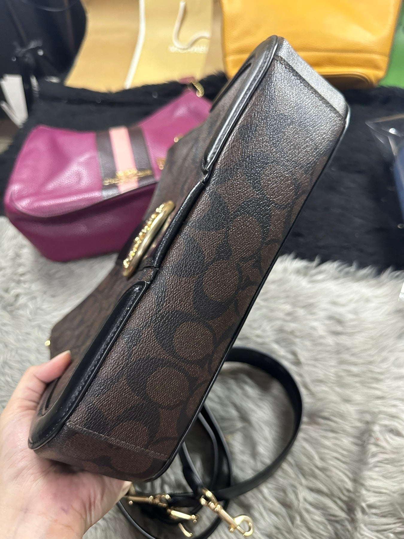 AUTHENTIC/ORIGINAL Preloved Coach Georgie Hobo Bag In Signature Canvas Brown