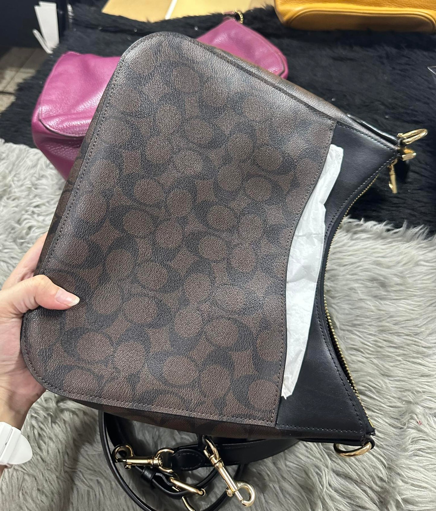 AUTHENTIC/ORIGINAL Preloved Coach Georgie Hobo Bag In Signature Canvas Brown