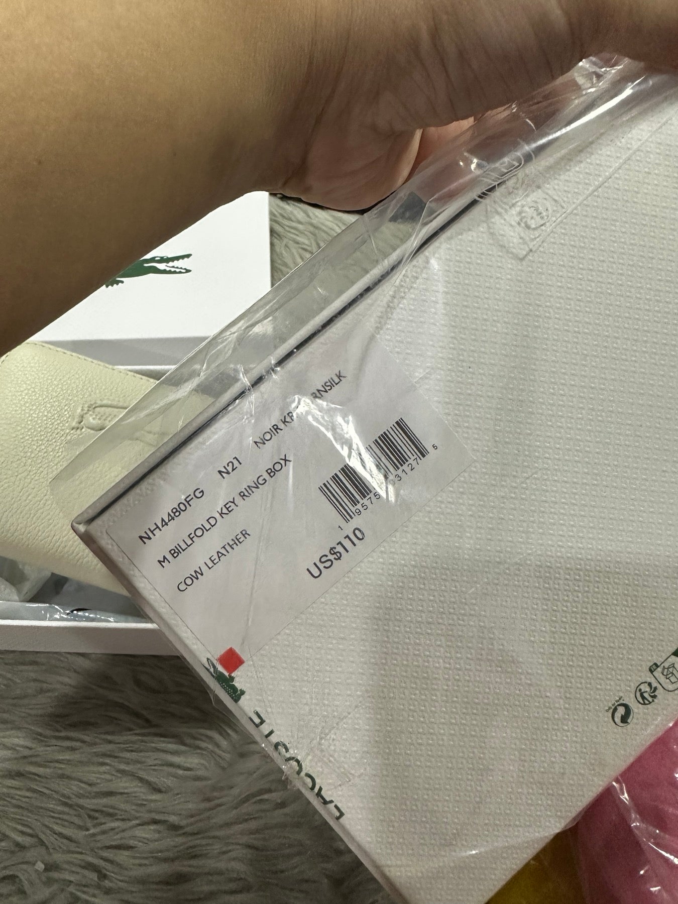 AUTHENTIC/ORIGINAL Lac0st Men's Coin Wallet & Key Chain Gift Set Black