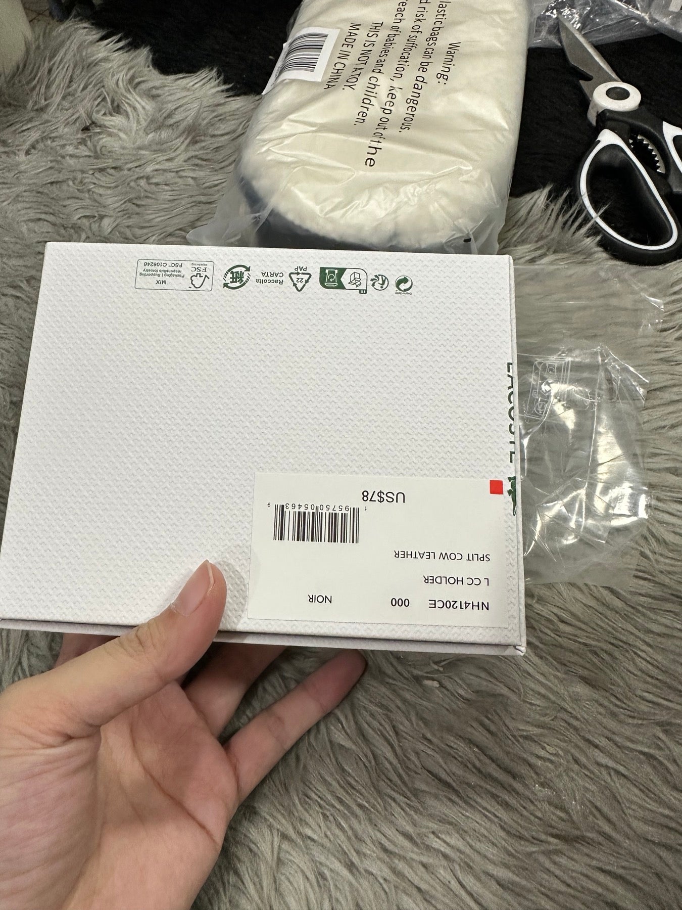 AUTHENTIC/ORIGINAL Lac0st Men's Chantaco Leather Card Holder Wallet Black NH4120CE