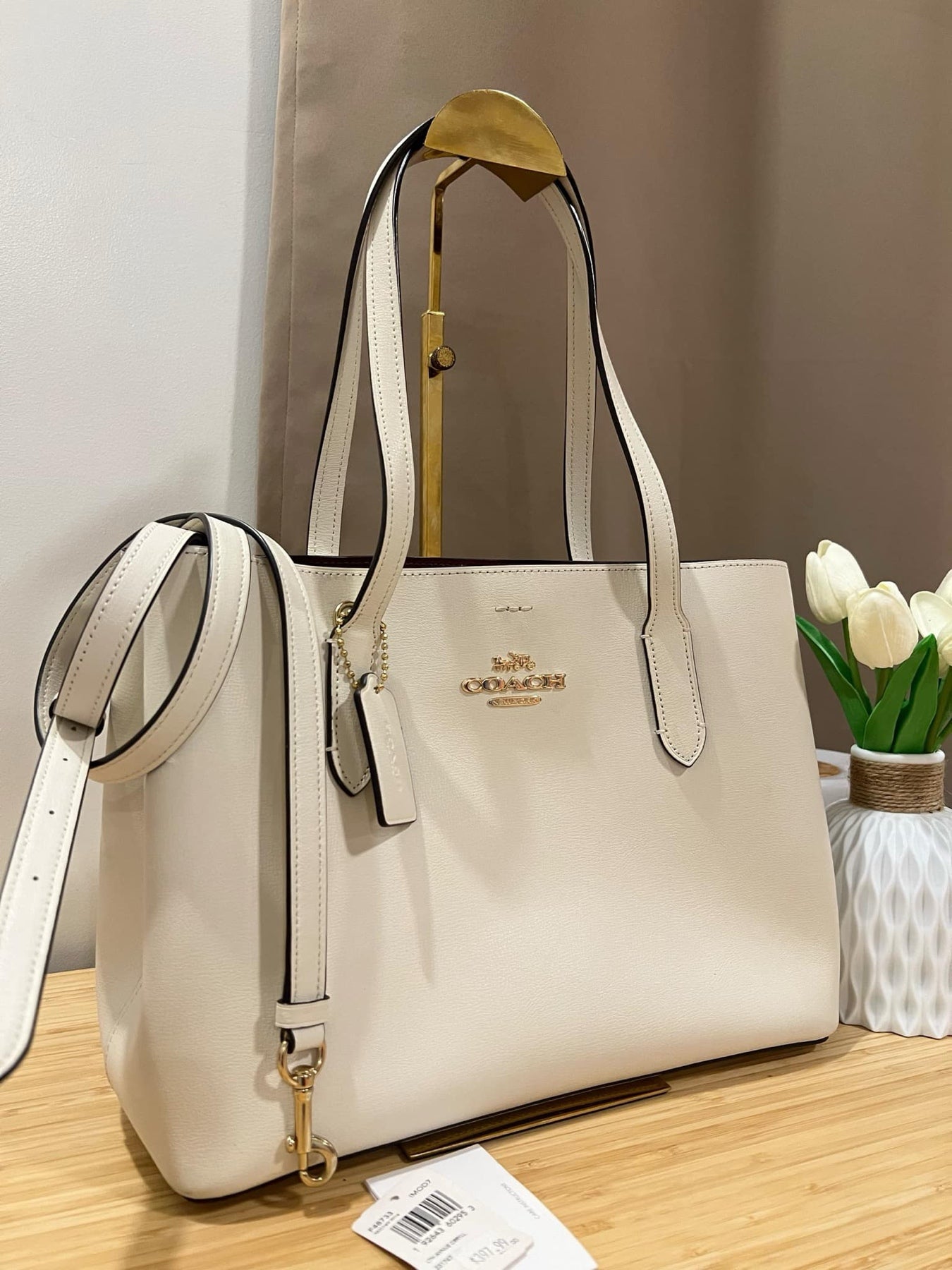 AUTHENTIC/ORIGINAL Preloved Coach Mini Avenue Carryall Crossbody Bag White Chalk