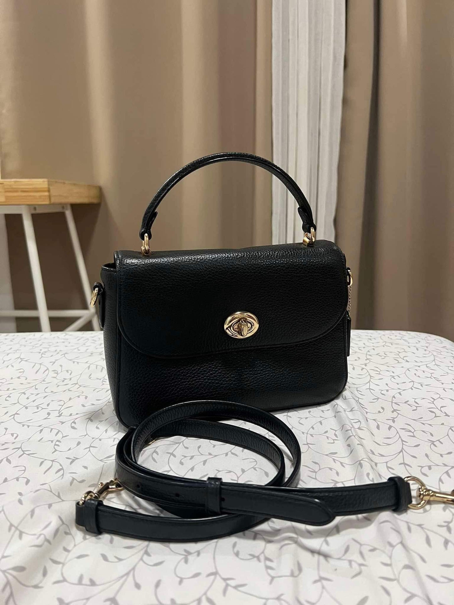 AUTHENTIC/ORIGINAL Preloved Coach Marlie Top Handle Satchel Black Bag