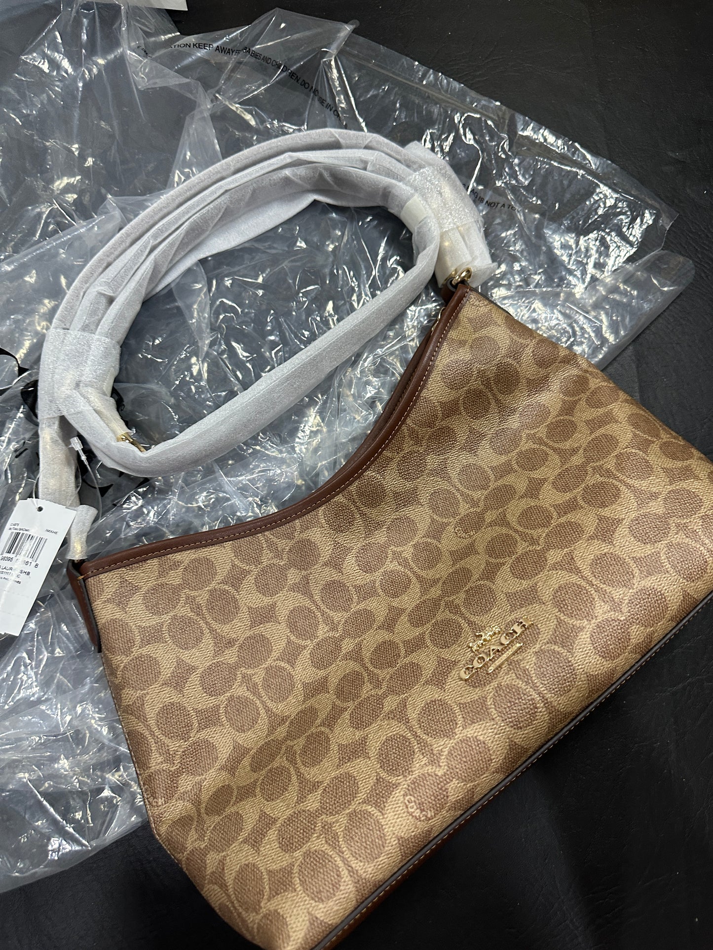 ORIG & IMPORTED CCH Laurel Shoulder Bag In Signature Canvas Tan Khaki Brown