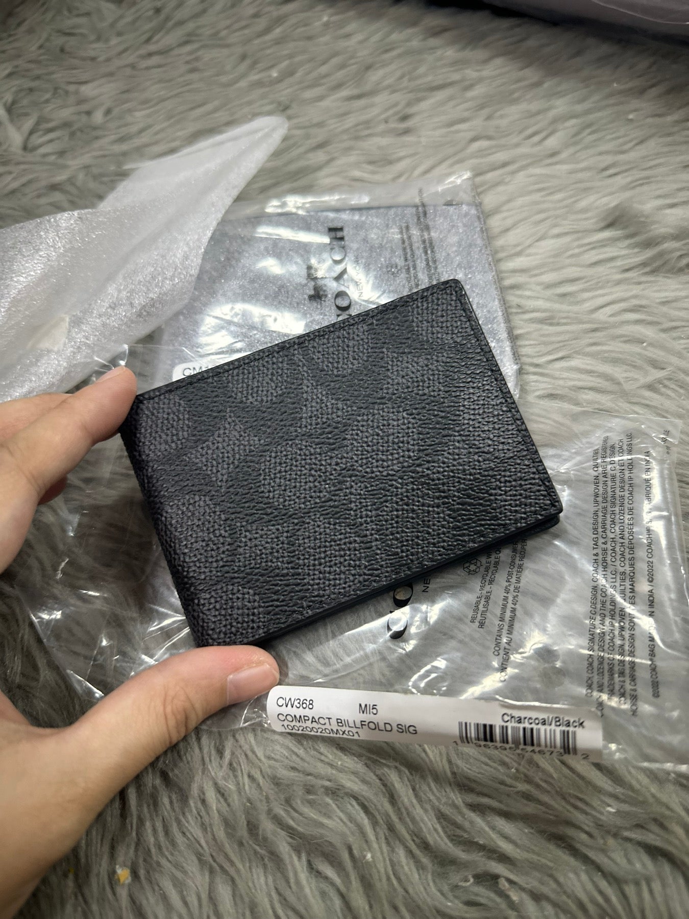 AUTHENTIC/ORIGINAL Coach Compact Small Slim Billfold Men's Wallet Black