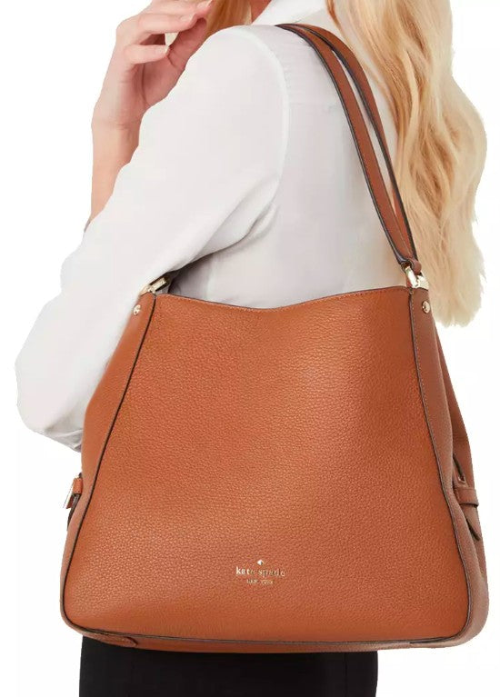 AUTHENTIC/ORIGINAL Preloved KateSpade KS Leila Medium Triple Compartment Shoulder Bag Brown