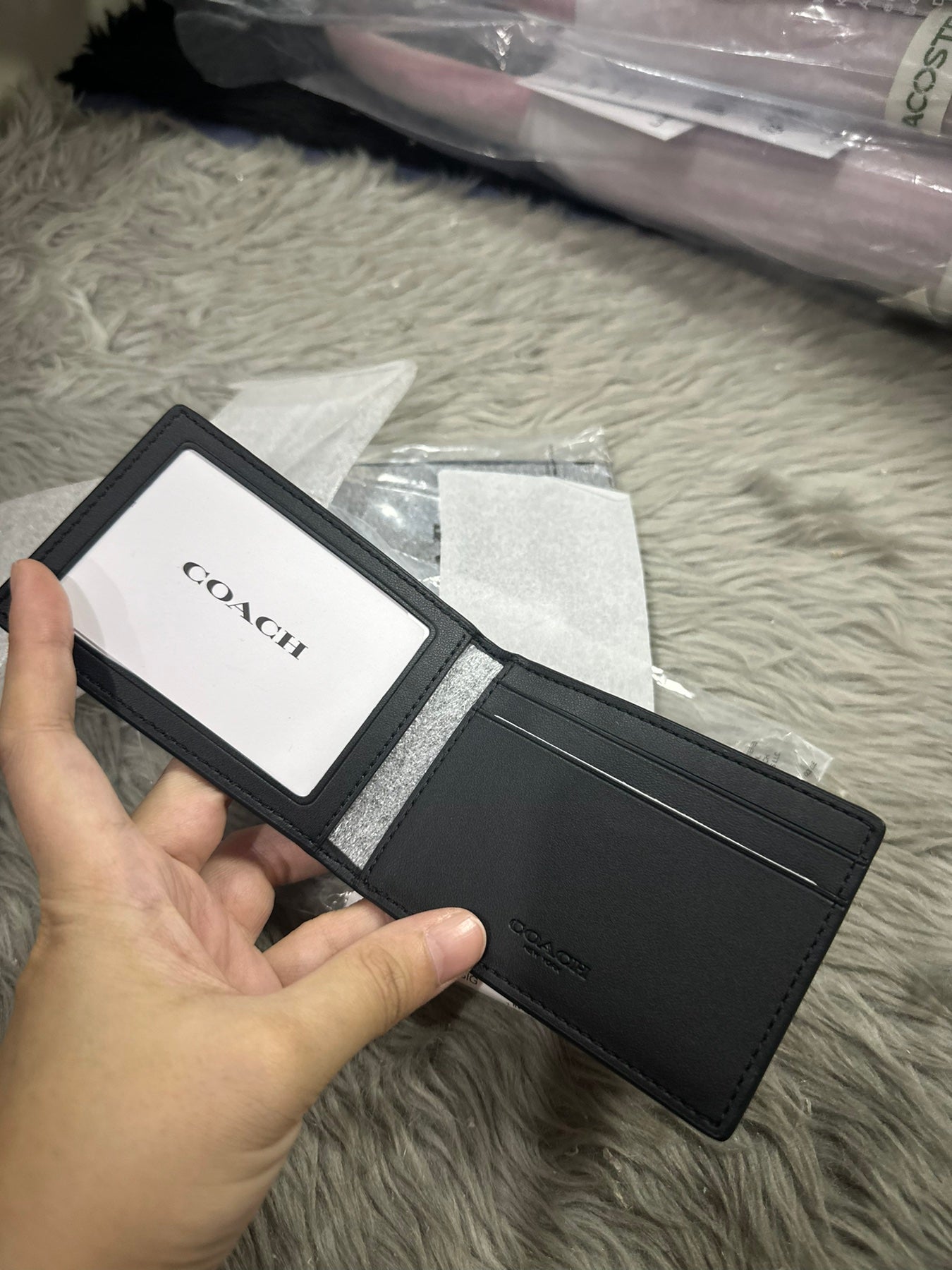 AUTHENTIC/ORIGINAL Coach Compact Small Slim Billfold Men's Wallet Black