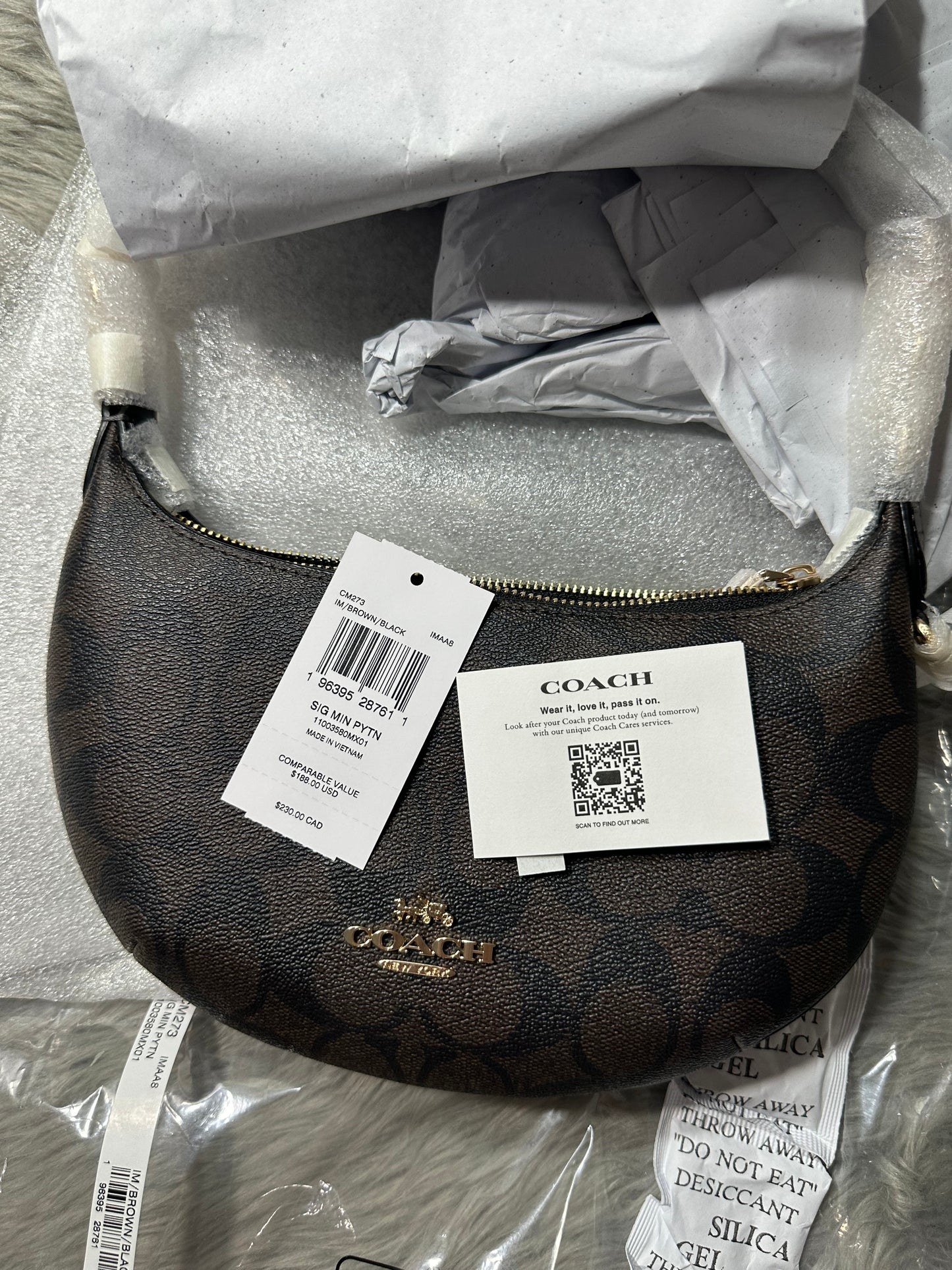 AUTHENTIC/ORIGINAL COACH Mini Payton In Signature Canvas Small Brown Kilikili Bag