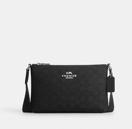 AUTHENTIC/ORIGINAL Coach Pace Slim Crossbody Bag In Signature Jacquard Black