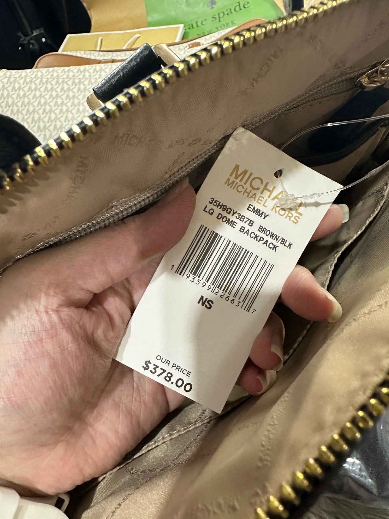 AUTHENTIC/ORIGINAL Preloved MK Kimberly Signature Small Bonded Tote Bag Light Cream Brown