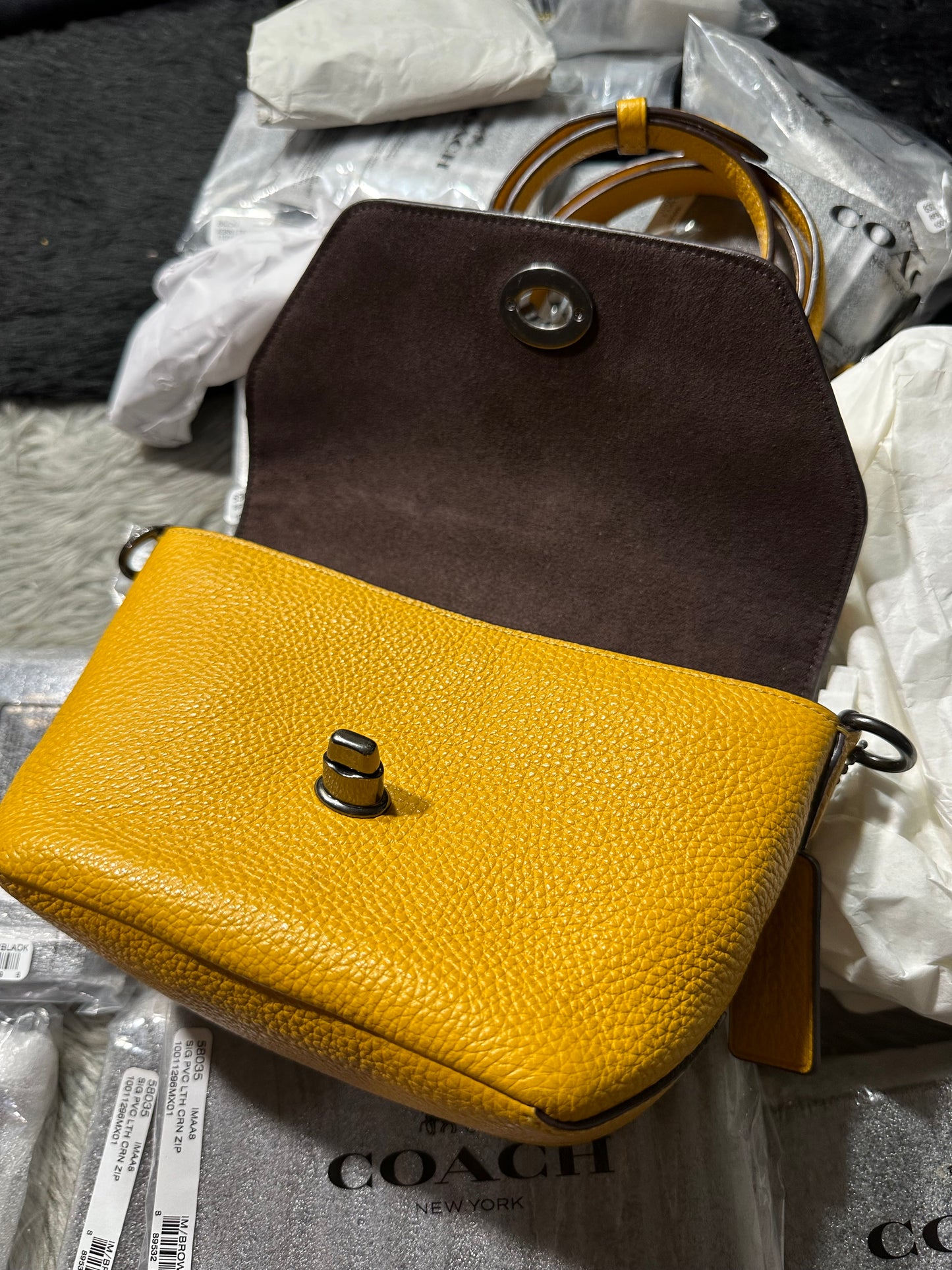 AUTHENTIC/ORIGINAL Preloved Coach Karlee Yellow Crossbody Bag