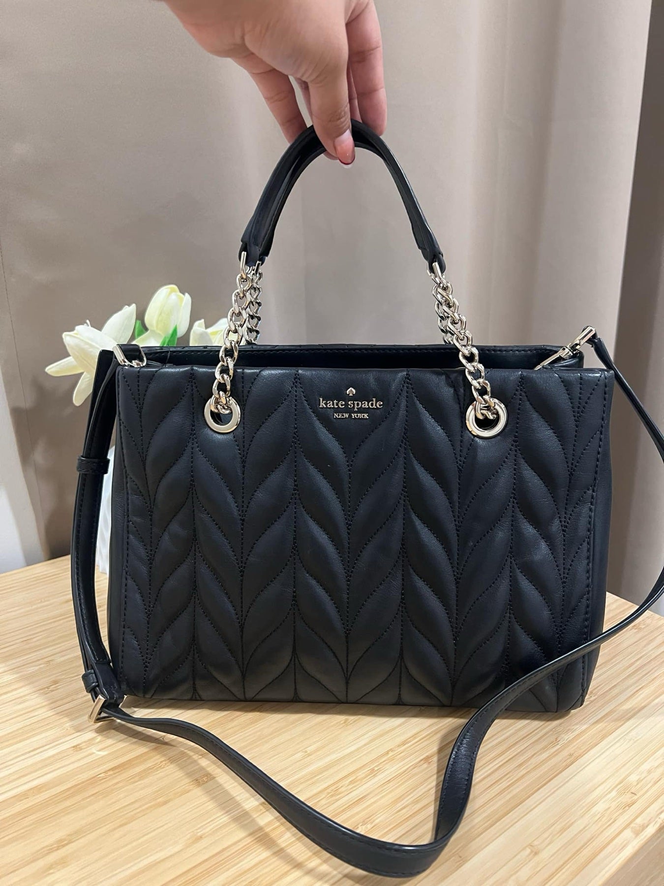AUTHENTIC/ORIGINAL Preloved KateSpade KS Meena Briar Lane Quilted Crossbody Bag Black