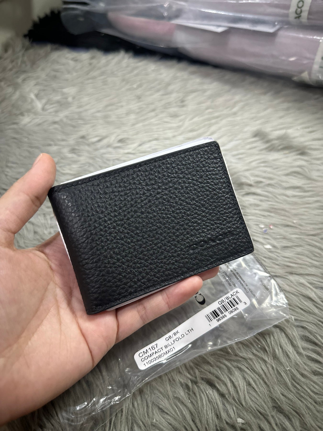 AUTHENTIC/ORIGINAL Coach Compact Small Slim Billfold Men's Wallet Black