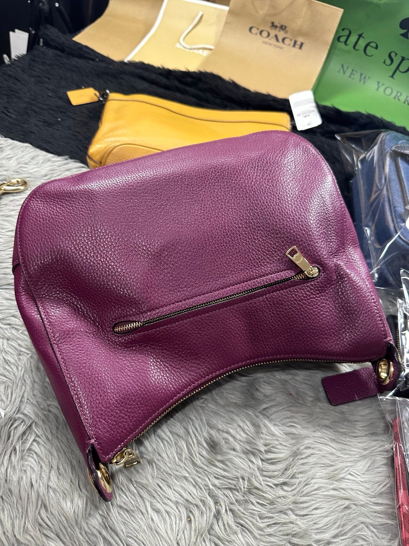 AUTHENTIC/ORIGINAL Preloved Coach Jes Hobo Bag With Varsity Stripe Dark Berry Pink