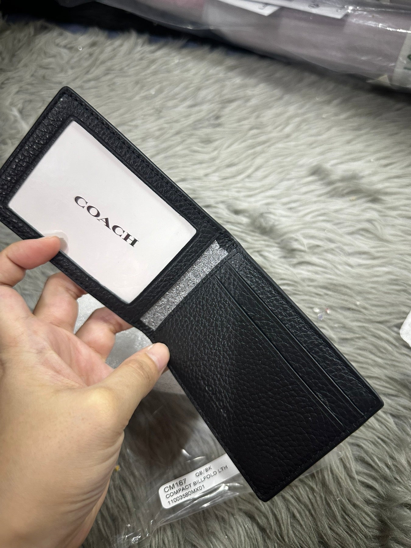 AUTHENTIC/ORIGINAL Coach Compact Small Slim Billfold Men's Wallet Black