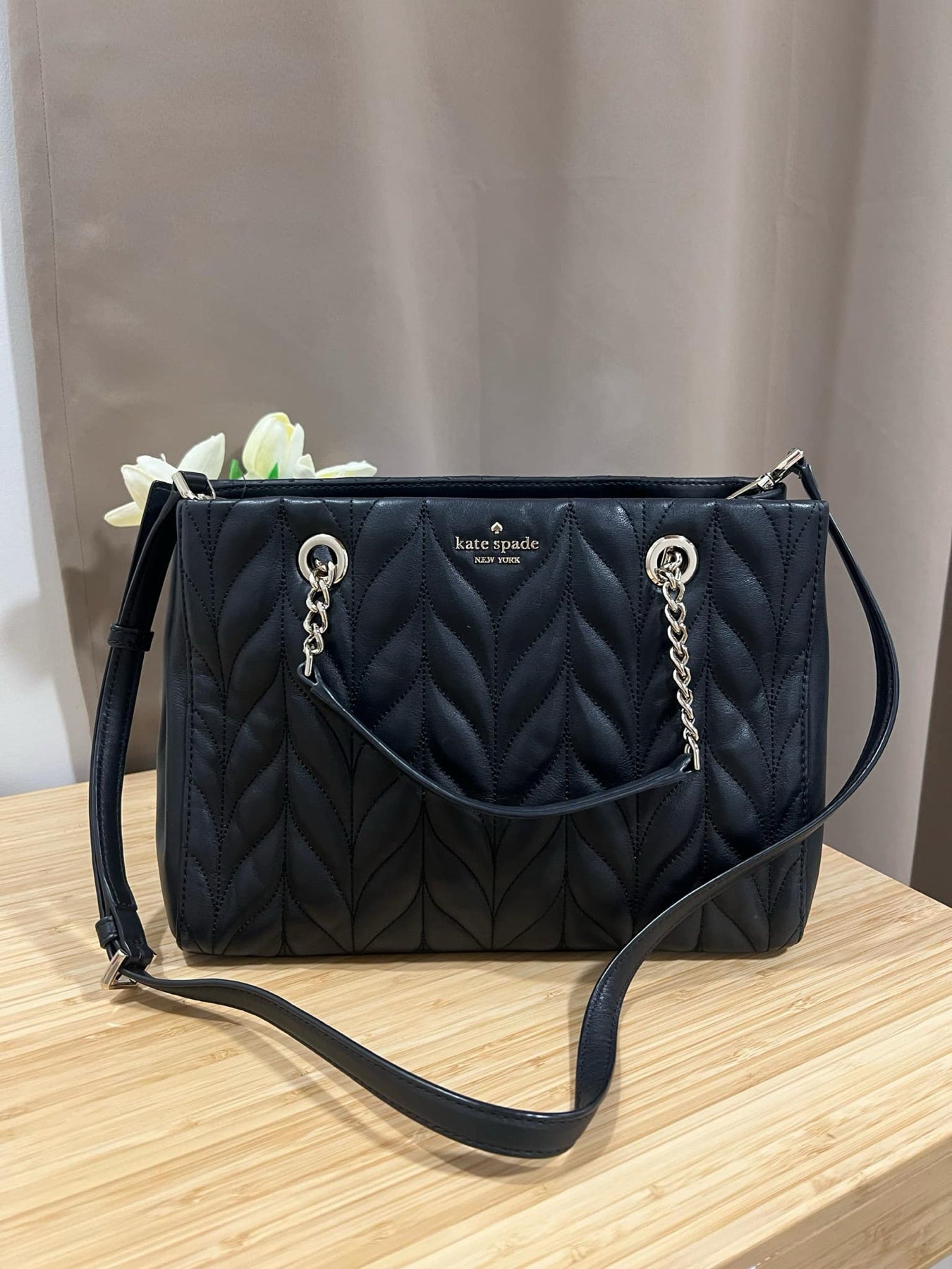 AUTHENTIC/ORIGINAL Preloved KateSpade KS Meena Briar Lane Quilted Crossbody Bag Black