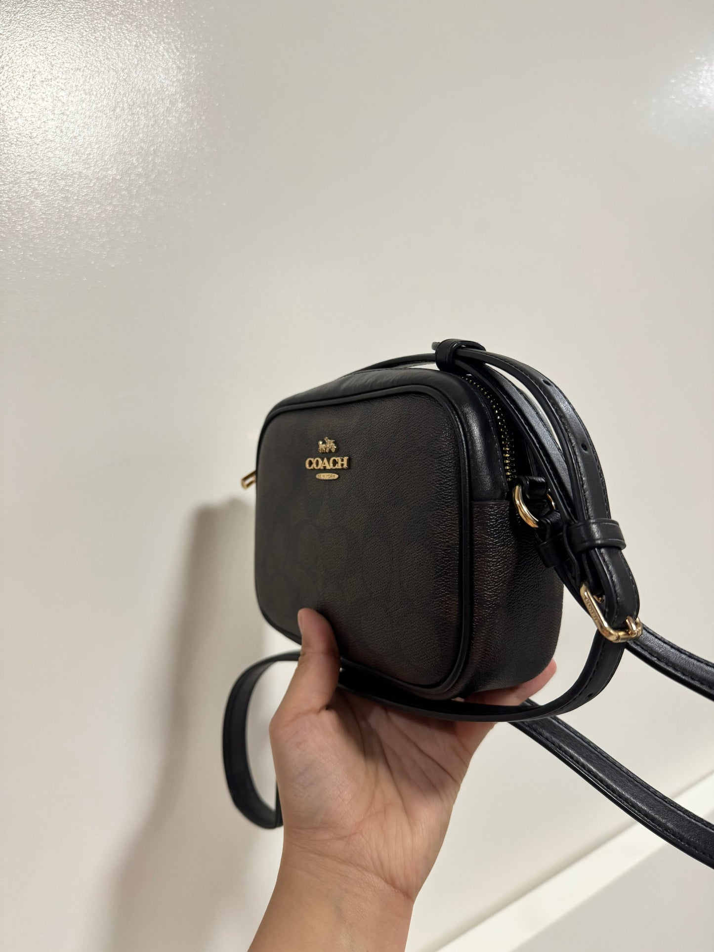 ORIG Preloved CCH Mini Jamie Camera Brown Bag In Signature Canvas