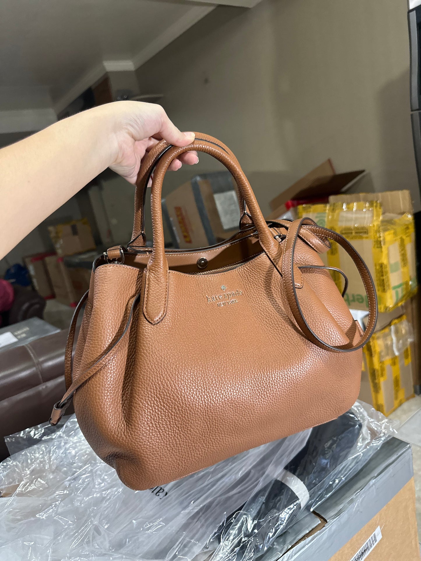 AUTHENTIC/ORIGINAL KateSpade KS Dumpling Large Satchel Bag in Brown Warm Gingerbread