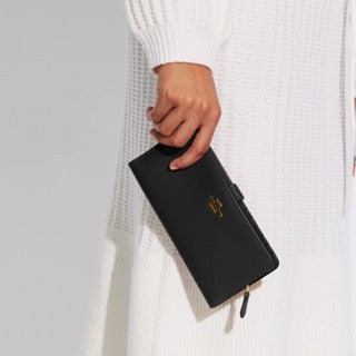 AUTHENTIC/ORIGINAL Coach Retail Long Slim Wallet Black/Brown