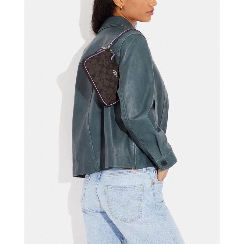 AUTHENTIC/ORIGINAL Coach Nolita 19 Signature Canvas KiliKili Small Bag Wristlet Brown Red