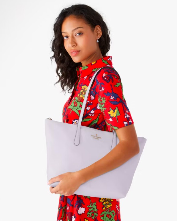 AUTHENTIC/ORIGINAL KateSpade KS Kitt Nylon Large Tote Bag in Violet Spritz