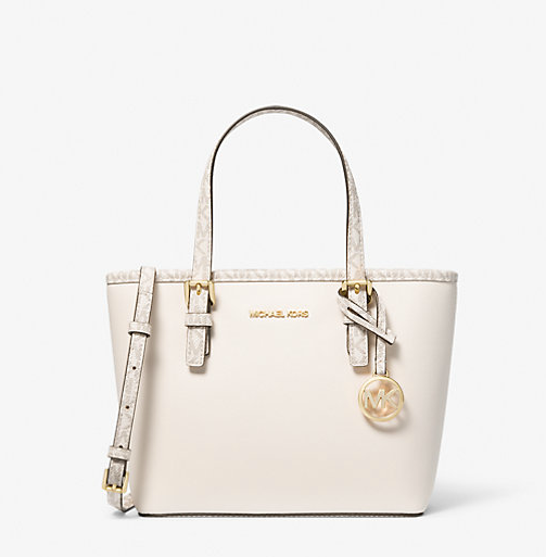 AUTHENTIC/ORIGINAL Michael K0rs MK Jet Set Travel Extra-Small Top-Zip Tote Bag White