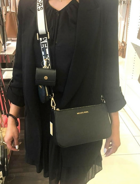 AUTHENTIC/ORIGINAL MK Jet Set Crossbody Tech Attachment Bag in Black