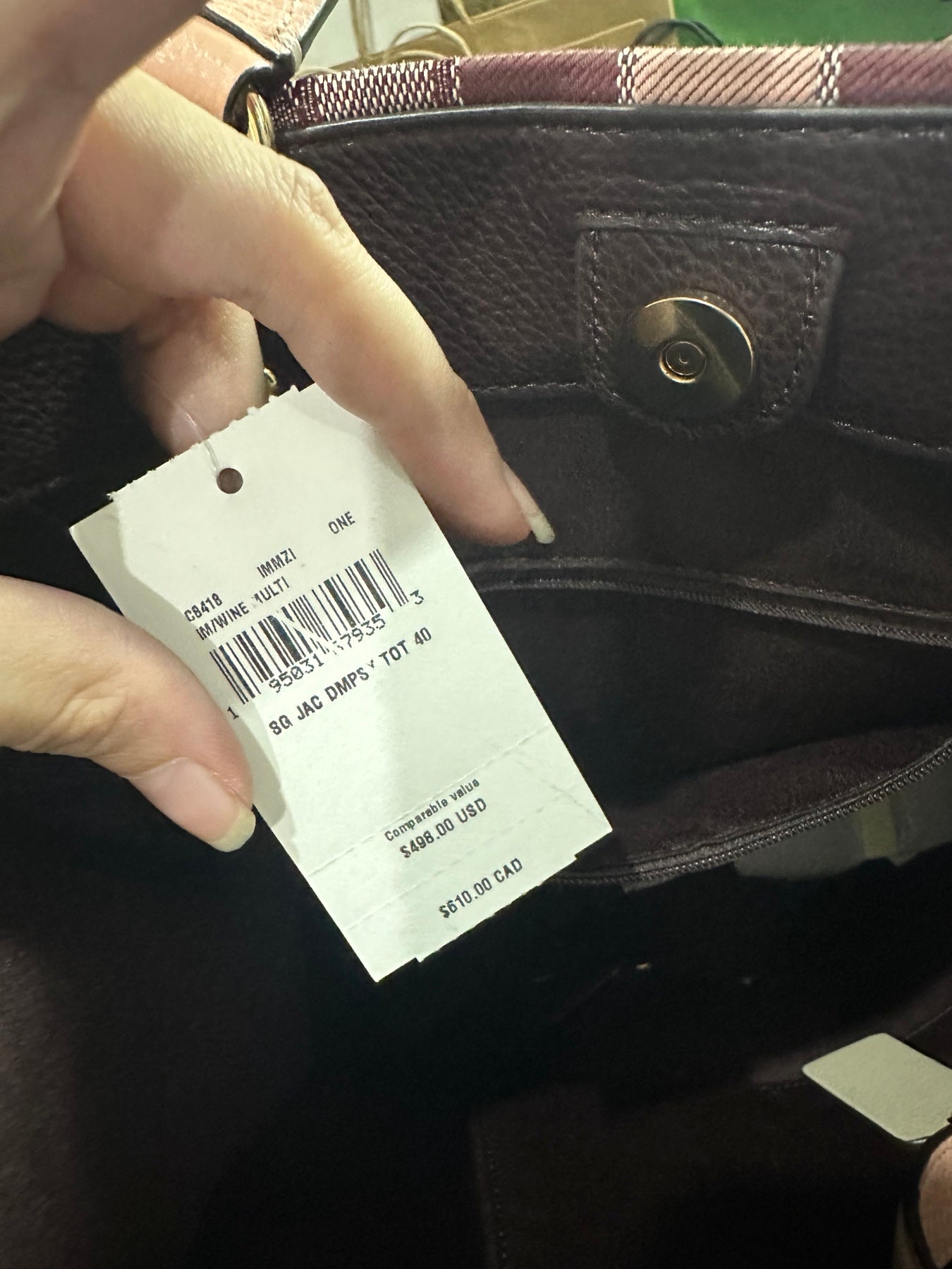 AUTHENTIC/ORIGINAL Coach Dempsey Jacquard Tote 40 Coach Patch Maroon Wine Large Bag