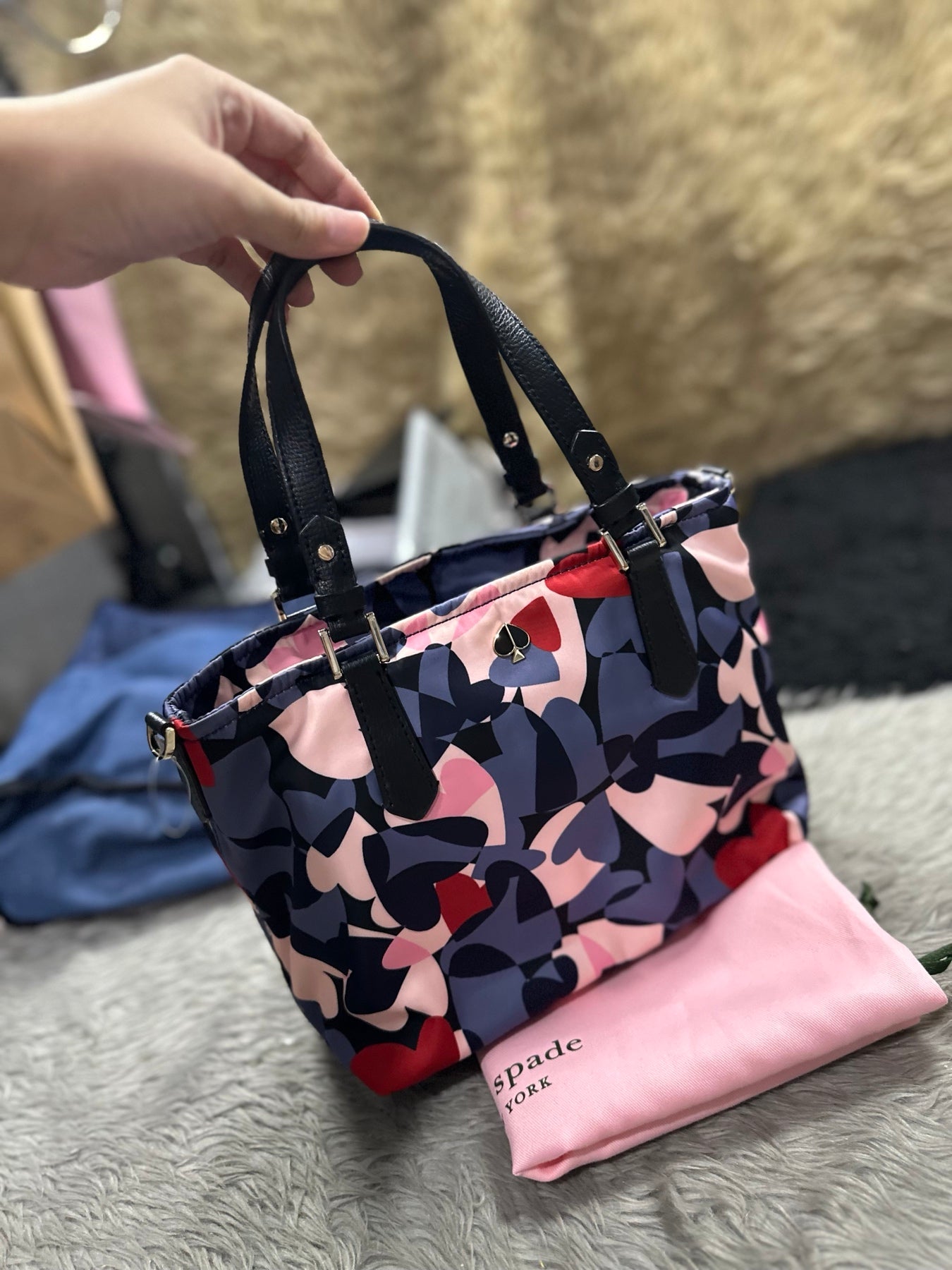 AUTHENTIC/ORIGINAL KateSpade KS Retail Taylor Heart Party Small Crossbody Nylon Tote Bag