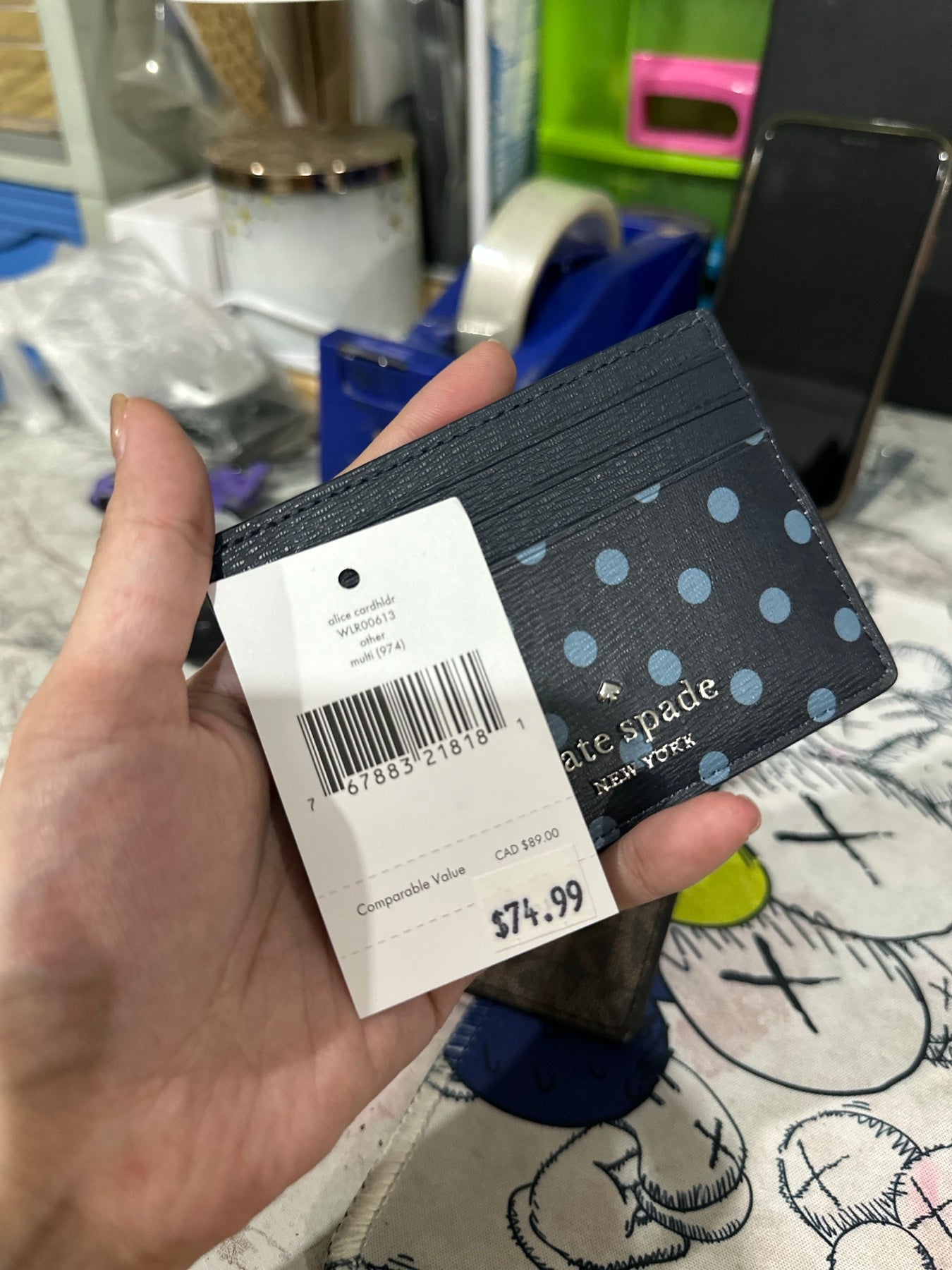 AUTHENTIC/ORIGINAL Disney X Kate Spade Alice Card Holder Small Wallet Blue