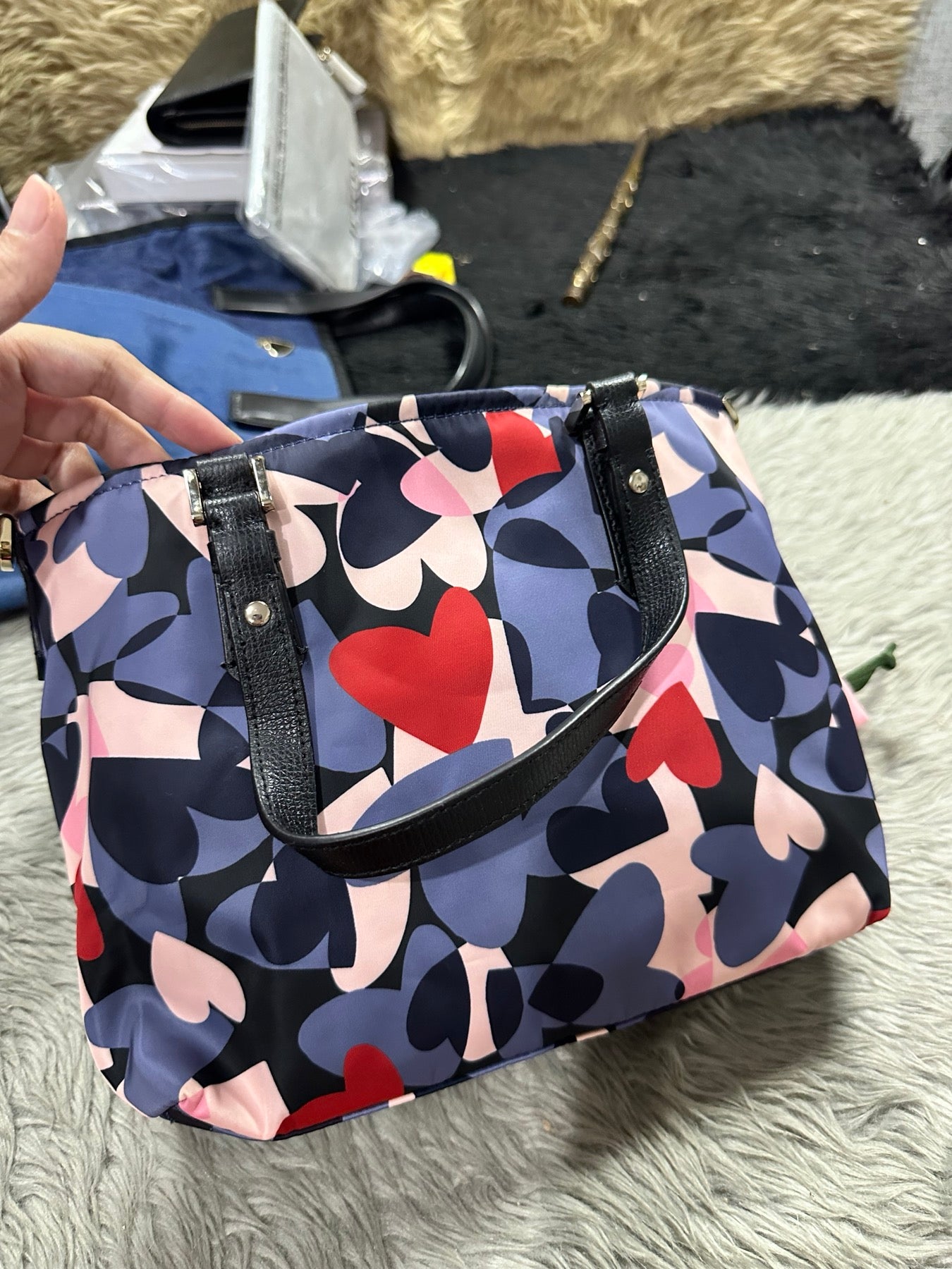 AUTHENTIC/ORIGINAL KateSpade KS Retail Taylor Heart Party Small Crossbody Nylon Tote Bag