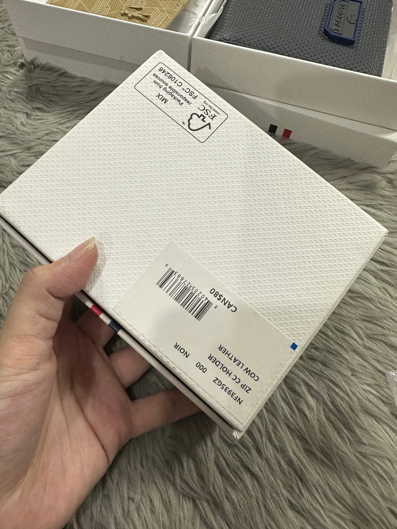 AUTHENTIC/ORIGINAL Lac0ste Zip Credit Card Holder Small Wallet Red Black