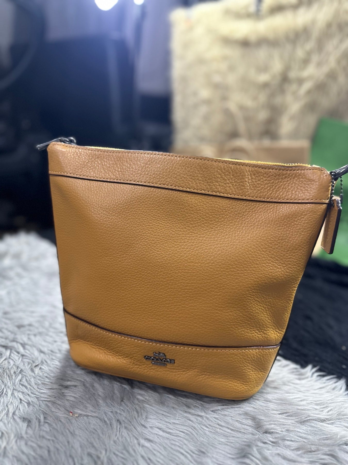 AUTHENTIC/ORIGINAL Preloved Coach Small Paxton Duffle Shoulder Bag Crossbody Bag Mustard Yellow