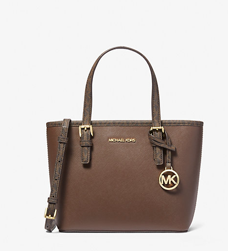 AUTHENTIC/ORIGINAL Michael K0rs MK Jet Set Travel Extra-Small Top-Zip Tote Bag Mocha Brown