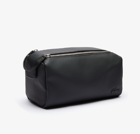 AUTHENTIC/ORIGINAL Lac0ste Men's Classic Double Zip Toiletry Kit Black Pouch