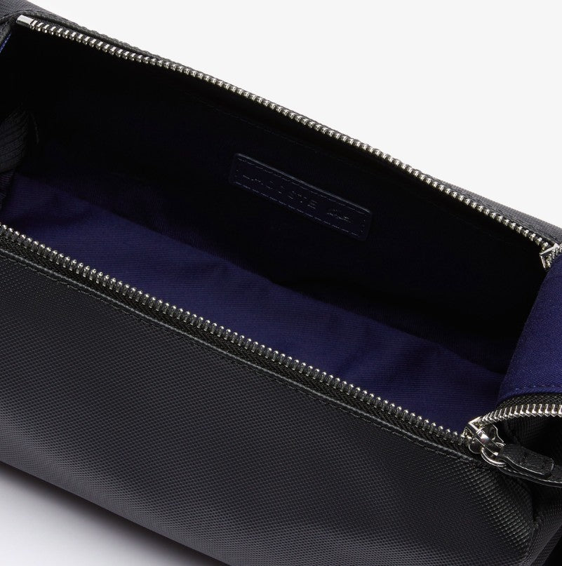 AUTHENTIC/ORIGINAL Lac0ste Men's Classic Double Zip Toiletry Kit Black Pouch