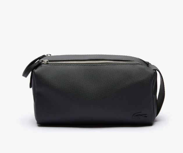 AUTHENTIC/ORIGINAL Lac0ste Men's Classic Double Zip Toiletry Kit Black Pouch