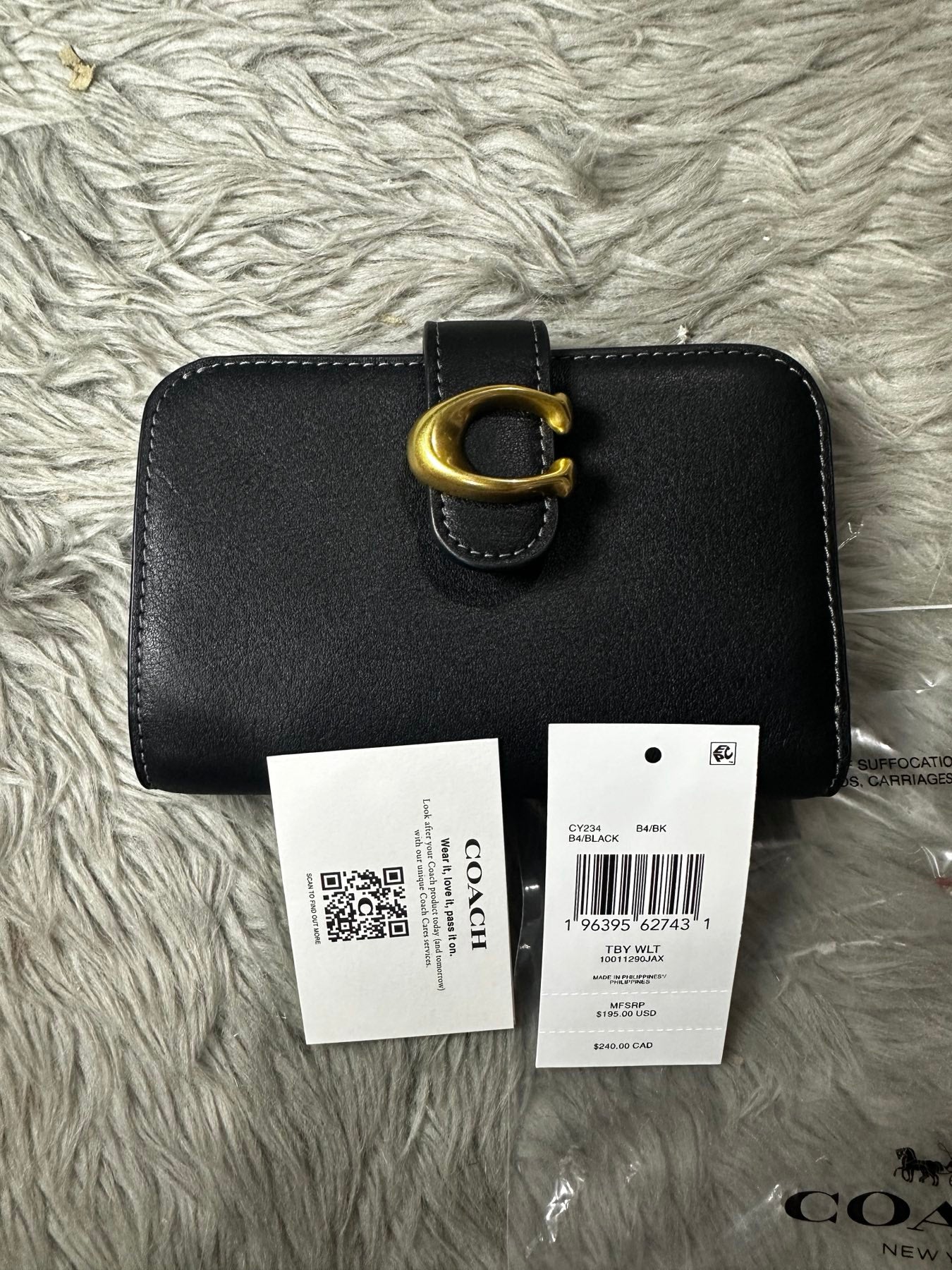 AUTHENTIC/ORIGINAL Coach Retail Tabby Medium Bifold Wallet in Black