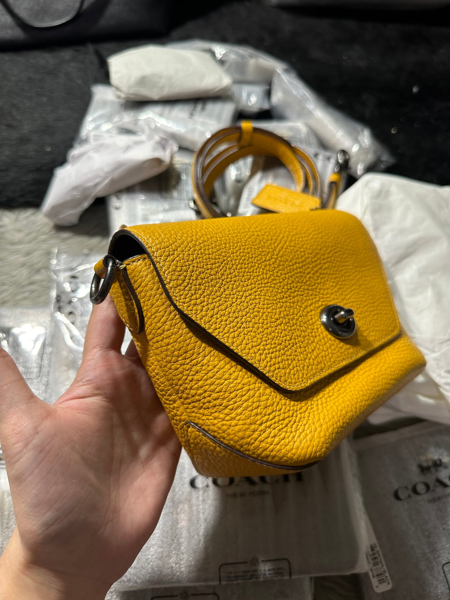 AUTHENTIC/ORIGINAL Preloved Coach Karlee Yellow Crossbody Bag