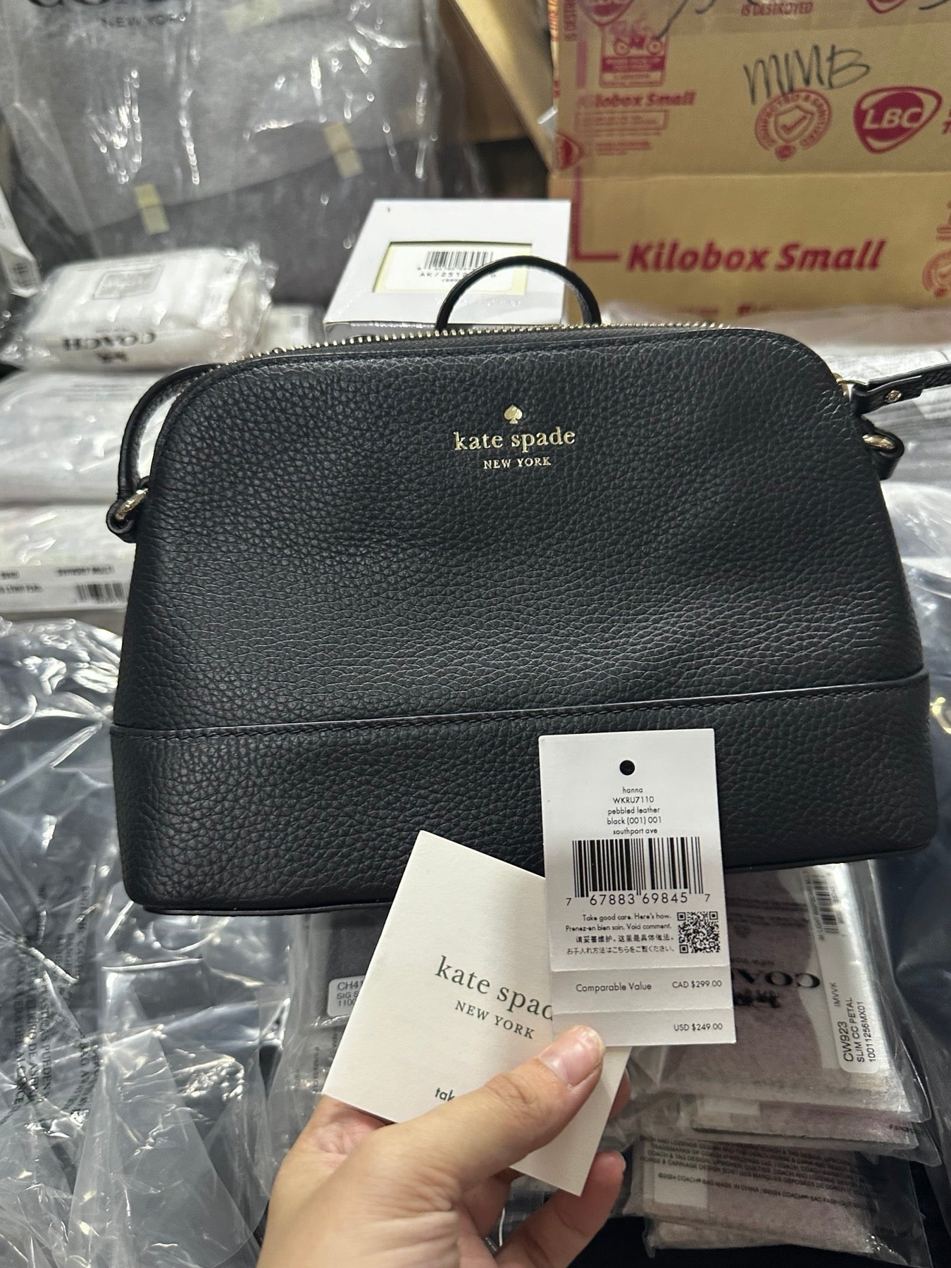 AUTHENTIC/ORIGINAL KateSpade KS Hanna Leather Crossbody Dome Black Bag