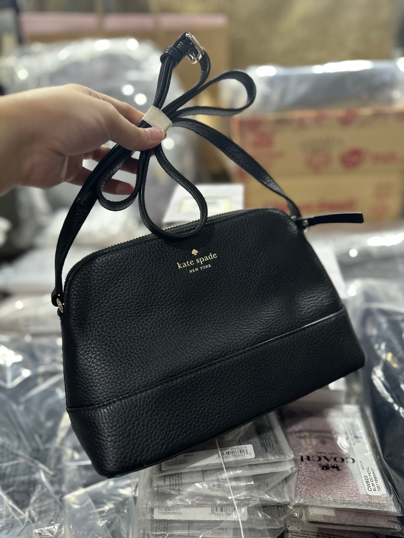 AUTHENTIC/ORIGINAL KateSpade KS Hanna Leather Crossbody Dome Black Bag