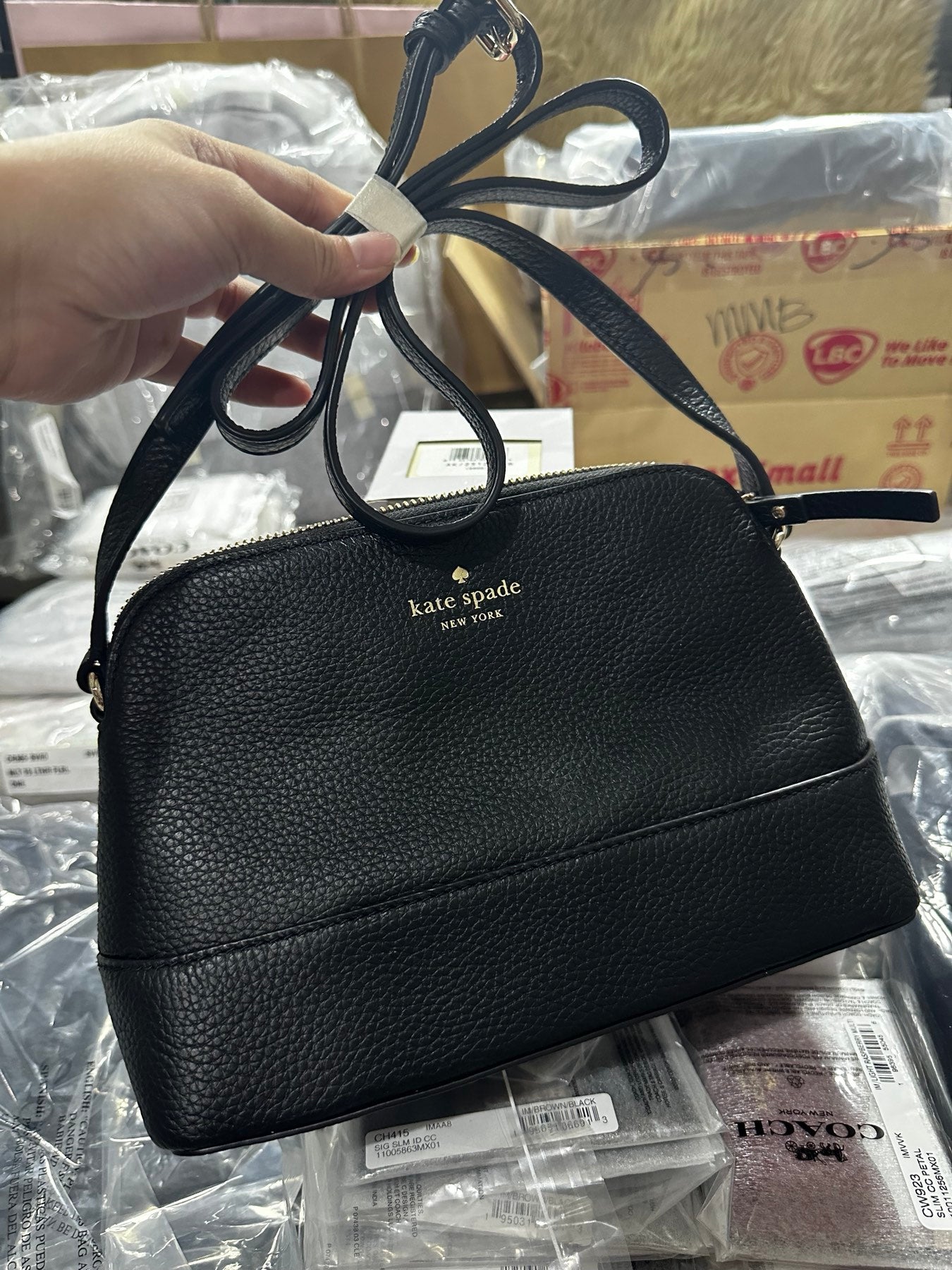 AUTHENTIC/ORIGINAL KateSpade KS Hanna Leather Crossbody Dome Black Bag