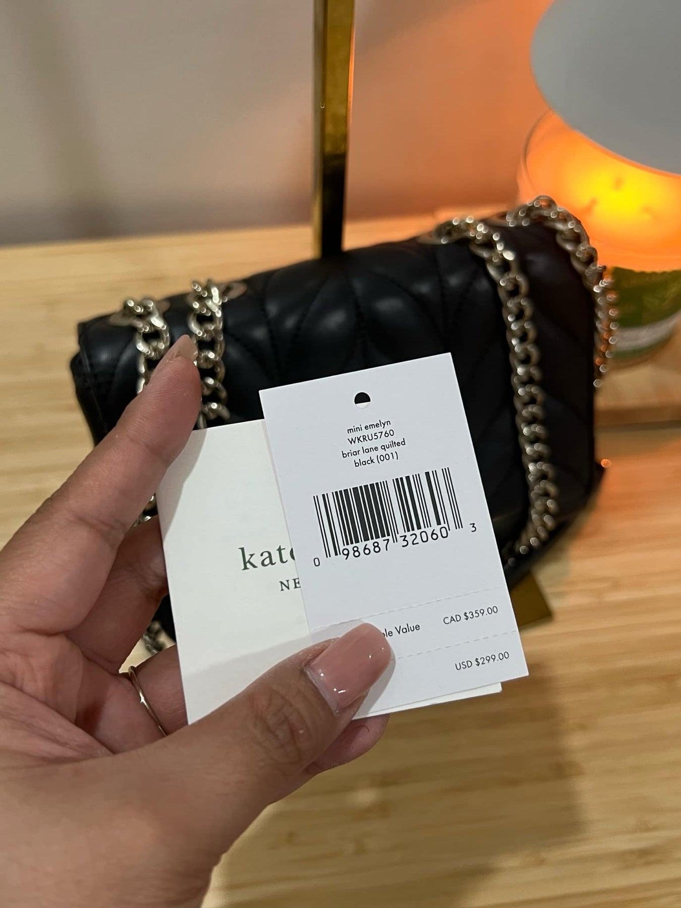 AUTHENTIC/ORIGINAL Preloved KateSpade KS Briar Lane Quilted Mini Emelyn Small Black Bag