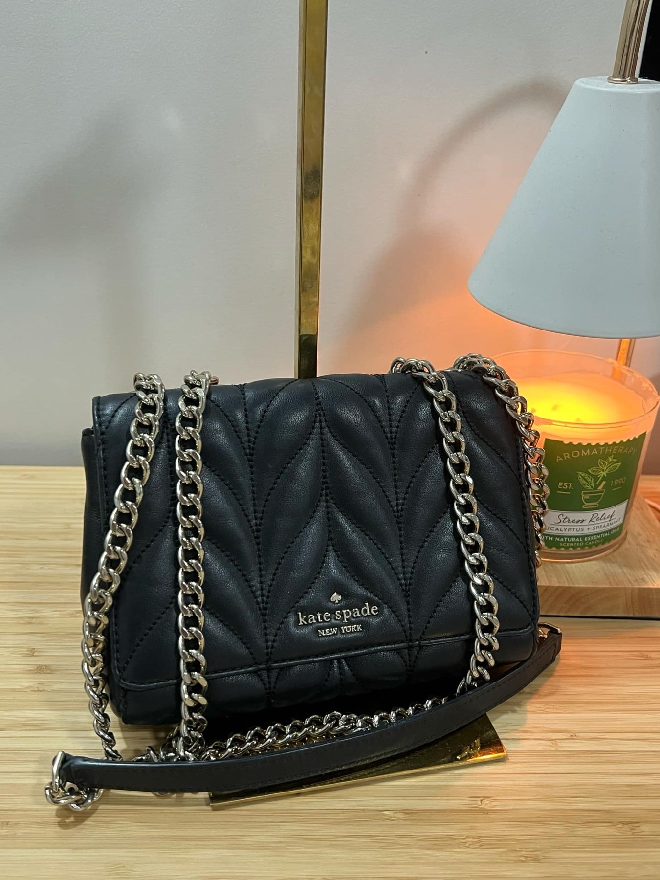 AUTHENTIC/ORIGINAL Preloved KateSpade KS Briar Lane Quilted Mini Emelyn Small Black Bag