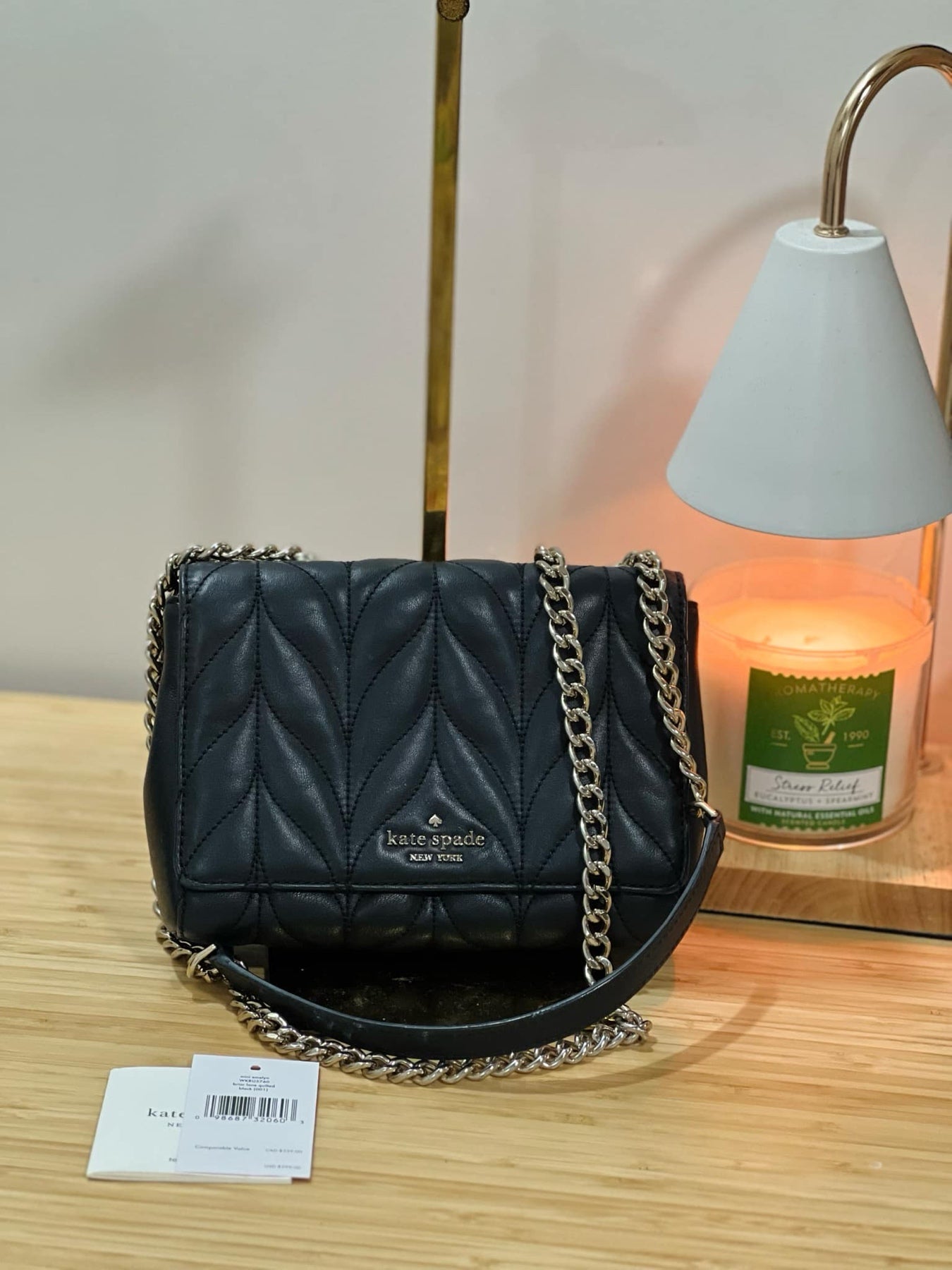 AUTHENTIC/ORIGINAL Preloved KateSpade KS Briar Lane Quilted Mini Emelyn Small Black Bag