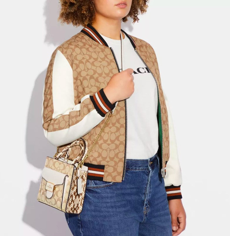 AUTHENTIC/ORIGINAL Preloved Coach Mini Pepper Crossbody Small Bag In Signature Canvas Light Khaki