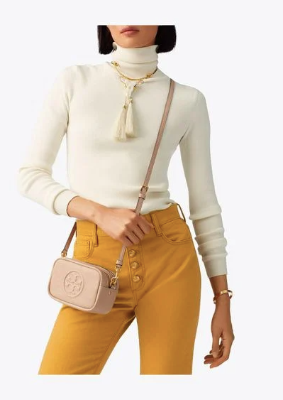 AUTHENTIC/ORIGINAL Preloved Tory Burch Perry Bombé Mini Bag in Natural Tan