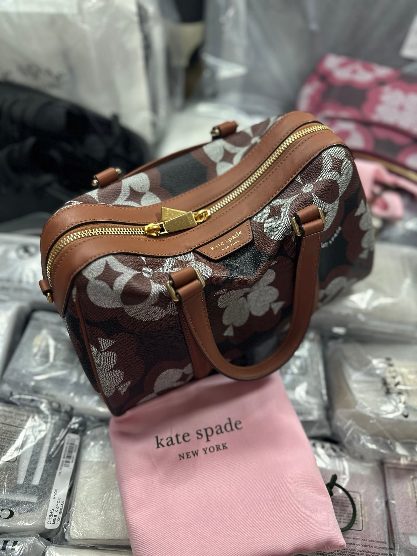 AUTHENTIC/ORIGINAL Preloved KateSpade KS Eleanor Medium Satchel Duffle Bag Brown